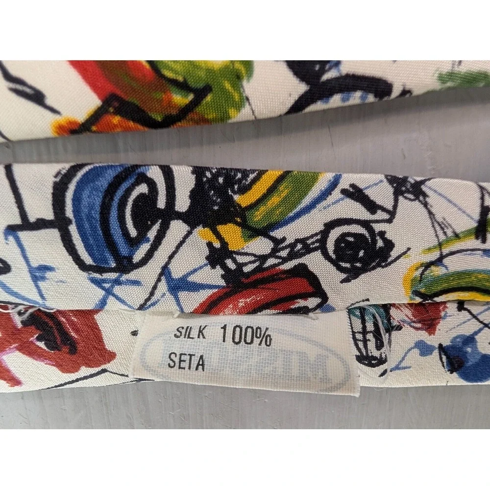 Missoni Cravatte NeckTie Abstract Art  Silk Multicolor Hand-Drawn Sketch Pattern